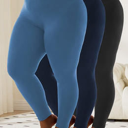 jkthpu-45 1 Black 1 Navy 1 Blue / UK 16 Plus Size, 3pcs Package--Plus Size Leggings for Women