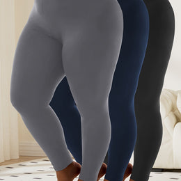 jkthpu-45 1 Black 1 Navy Blue 1 Dark Gray / UK 16 Plus Size, 3pcs Package--Plus Size Leggings for Women
