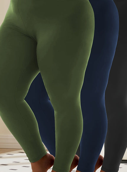 jkthpu-45 1 Black 1 Navy Blue 1 Military Green / UK 16 Plus Size, 3pcs Package--Plus Size Leggings for Women