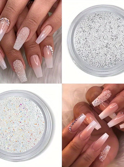 KissICON 1 Box Of Flat Bottom Diamonds (white + AB) 1 Box Of Pearls 2 Round Bottles Of Micro Zirconium (AB + White) KissIcon Flatback Nail Art Pearls Rhinestones - Mixed