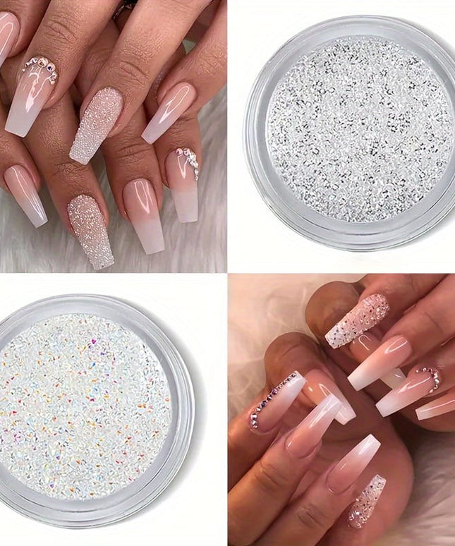 KissICON 1 Box Of Flat Bottom Diamonds (white + AB) 1 Box Of Pearls 2 Round Bottles Of Micro Zirconium (AB + White) KissIcon Flatback Nail Art Pearls Rhinestones - Mixed
