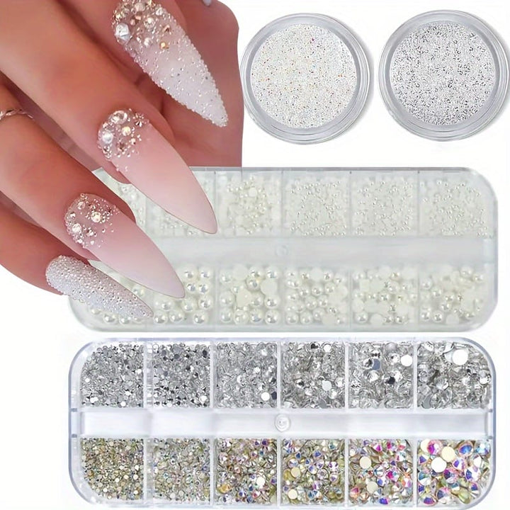 KissIcon Flatback Nail Art Pearls Rhinestones - Mixed