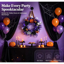 KissICON 1 / China Mainland Halloween Themed Party Wall Home Decor Black Purple Artificial Flower Wreath Front Door Indoor Outdoor Hanging Holiday Accessory