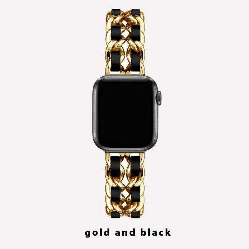 KissICON 1 Gold Black / Series10-11 42mm Women Metal Strap for Apple Watch Band 10 9 8 Ultra 46mm 42mm 49mm 7 SE 6 5 41mm 45mm 44/40mm Lady Gold Steel Bracelet Wristband