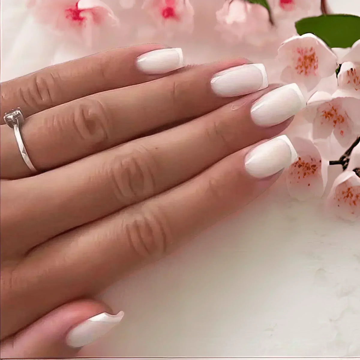 KissICON 1 KissIcon 24Pcs French Tip Nails - Solid Color