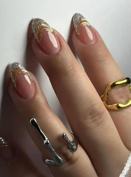 KissICON 1 KissIcon Almond False Nails Glitter French - Glossy
