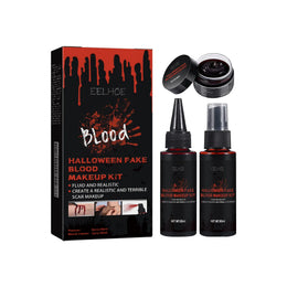 KissICON 1 Kit Halloween Fake Blood Makeup Kit Realistic Washable Fake Scar Wound Paint Spray Drops Thick Blood Paste Vampire Cosplay Make Up