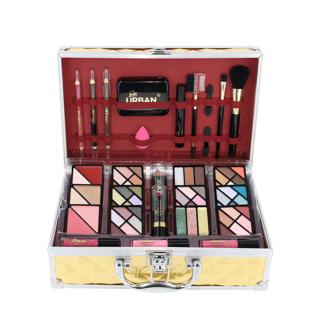 KissICON 1 Luxe Vegan Makeup Vanity Case – 73piece Gold Travel