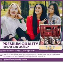 KissICON 1 Luxe Vegan Makeup Vanity Case – 73piece Gold Travel