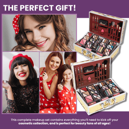 KissICON 1 Luxe Vegan Makeup Vanity Case – 73piece Gold Travel
