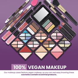 KissICON 1 Luxe Vegan Makeup Vanity Case – 73piece Gold Travel