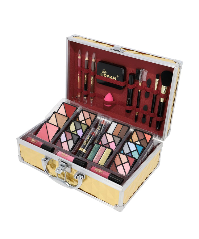 KissICON 1 Luxe Vegan Makeup Vanity Case – 73piece Gold Travel