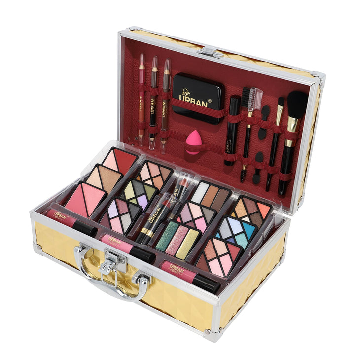 Luxe Vegan Makeup Vanity Case – 73piece Gold Travel