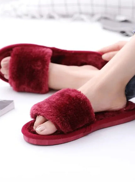 KissICON 1 Pair Women Slippers New Fashion Plush Shallow