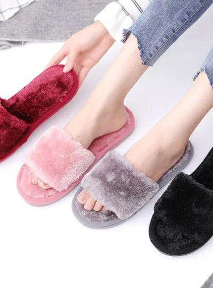 KissICON 1 Pair Women Slippers New Fashion Plush Shallow