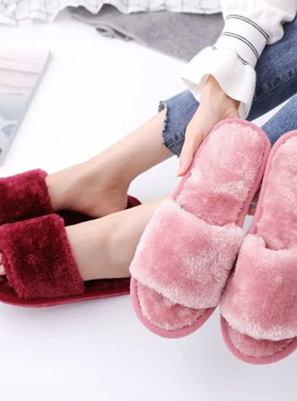 KissICON 1 Pair Women Slippers New Fashion Plush Shallow