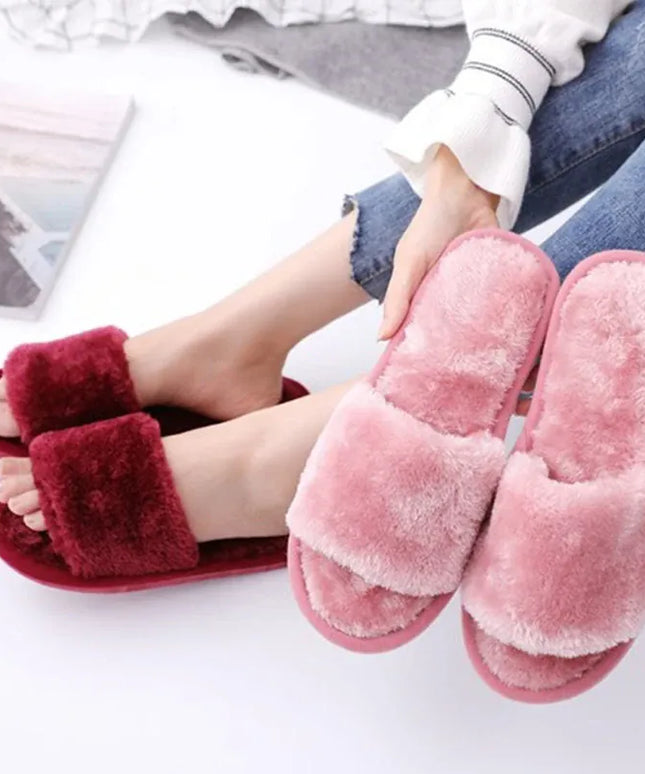 KissICON 1 Pair Women Slippers New Fashion Plush Shallow