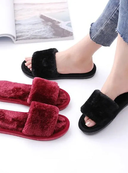 KissICON 1 Pair Women Slippers New Fashion Plush Shallow
