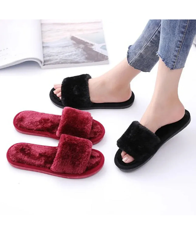 KissICON 1 Pair Women Slippers New Fashion Plush Shallow