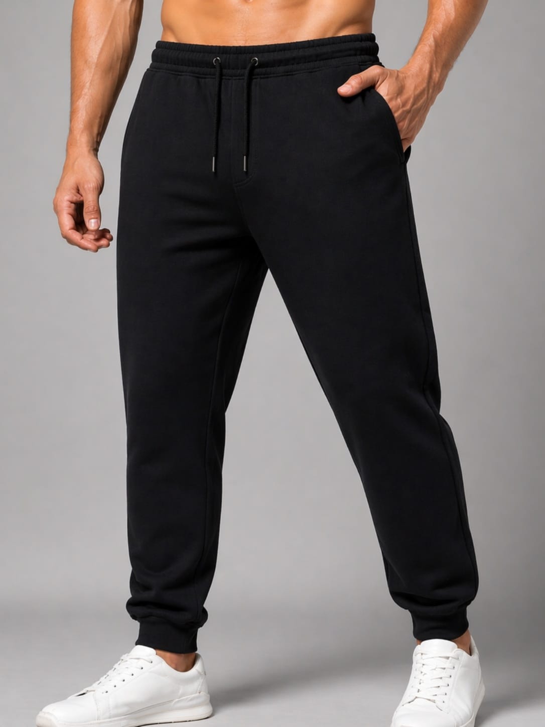 KissICON 1-Pc Men’s Fleece Jogger Tracksuit Bottoms Elastic Waist Sweatpants Soft Warm Casual Sports Trousers for Gym Running Walking Travel