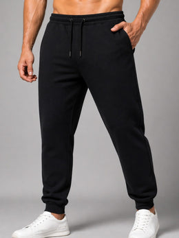 KissICON 1-Pc Men’s Fleece Jogger Tracksuit Bottoms Elastic Waist Sweatpants Soft Warm Casual Sports Trousers for Gym Running Walking Travel