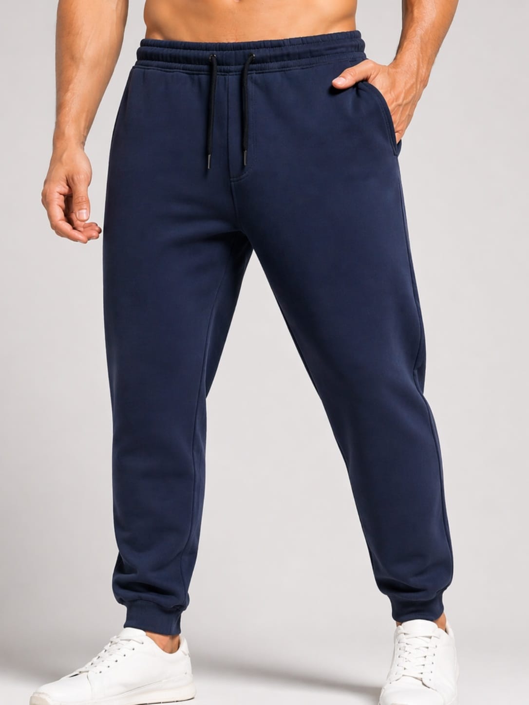 KissICON 1-Pc Men’s Fleece Jogger Tracksuit Bottoms Elastic Waist Sweatpants Soft Warm Casual Sports Trousers for Gym Running Walking Travel