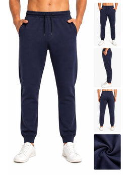 KissICON 1-Pc Men’s Fleece Jogger Tracksuit Bottoms Elastic Waist Sweatpants Soft Warm Casual Sports Trousers for Gym Running Walking Travel