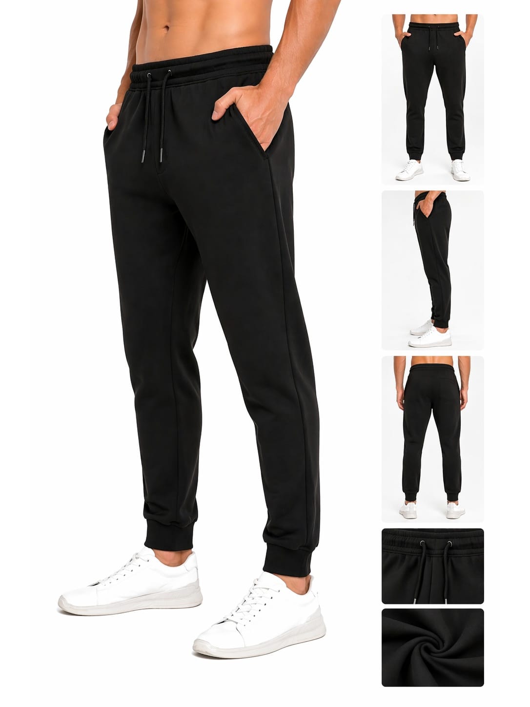 KissICON 1-Pc Men’s Fleece Jogger Tracksuit Bottoms Elastic Waist Sweatpants Soft Warm Casual Sports Trousers for Gym Running Walking Travel