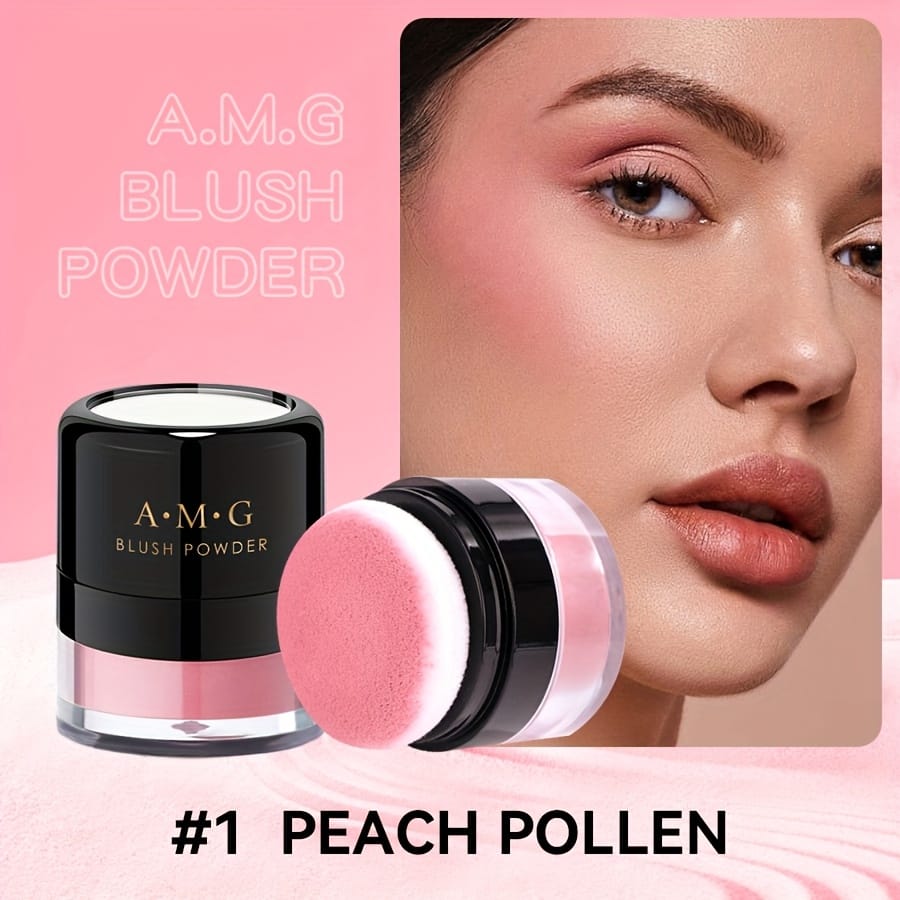 jkthpu-45 #1 PEACH POLLEN KissIcon Blush Powder Puff Long Lasting Waterproof Finish