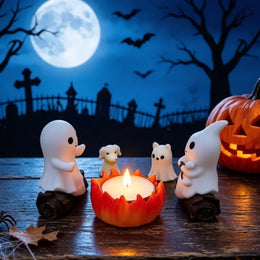 KissICON 1 SET 1 Set Halloween Ghost Bonfire Scene Decor Weird Cute Resin Ghost Spooky Haunted House Backyard Party Tabletop Decoration