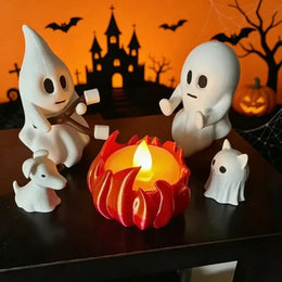 KissICON 1 SET 1 Set Halloween Ghost Bonfire Scene Decor Weird Cute Resin Ghost Spooky Haunted House Backyard Party Tabletop Decoration