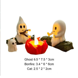 KissICON 1 SET 1 Set Halloween Ghost Bonfire Scene Decor Weird Cute Resin Ghost Spooky Haunted House Backyard Party Tabletop Decoration