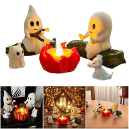 KissICON 1 SET 1 Set Halloween Ghost Bonfire Scene Decor Weird Cute Resin Ghost Spooky Haunted House Backyard Party Tabletop Decoration