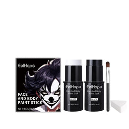 KissICON 1 Set Halloween Face Painting Kit Black White Body Paint Set DIY Cosplay Foundation Clown Colorful Lasting Waterproof Festive Makeup