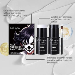 KissICON 1 Set Halloween Face Painting Kit Black White Body Paint Set DIY Cosplay Foundation Clown Colorful Lasting Waterproof Festive Makeup