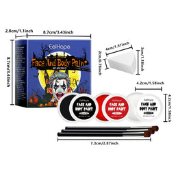 KissICON 1 set Halloween Face Painting Kit Highly Pigmented Face Body Brushes Face Paint for DIY Cosplay Theme Parties Body Makeup Clown