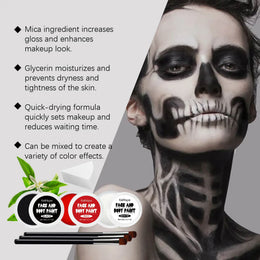 KissICON 1 set Halloween Face Painting Kit Highly Pigmented Face Body Brushes Face Paint for DIY Cosplay Theme Parties Body Makeup Clown