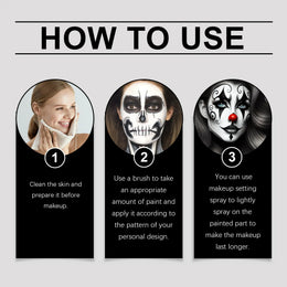 KissICON 1 set Halloween Face Painting Kit Highly Pigmented Face Body Brushes Face Paint for DIY Cosplay Theme Parties Body Makeup Clown