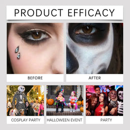 KissICON 1 set Halloween Face Painting Kit Highly Pigmented Face Body Brushes Face Paint for DIY Cosplay Theme Parties Body Makeup Clown