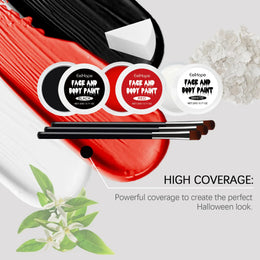 KissICON 1 set Halloween Face Painting Kit Highly Pigmented Face Body Brushes Face Paint for DIY Cosplay Theme Parties Body Makeup Clown