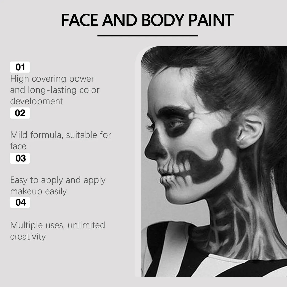 KissICON 1 set Halloween Face Painting Kit Highly Pigmented Face Body Brushes Face Paint for DIY Cosplay Theme Parties Body Makeup Clown