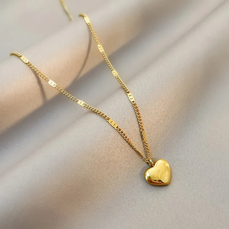 KissICON 1 Summer Style Stainless Steel Love Necklace Clavicle Chain 18K Gold Color Necklace For Women Fashion Jewelry Gift