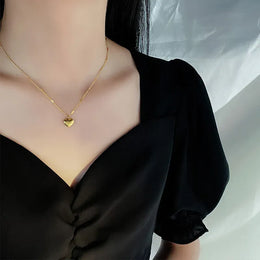 KissICON 1 Summer Style Stainless Steel Love Necklace Clavicle Chain 18K Gold Color Necklace For Women Fashion Jewelry Gift