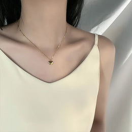 KissICON 1 Summer Style Stainless Steel Love Necklace Clavicle Chain 18K Gold Color Necklace For Women Fashion Jewelry Gift