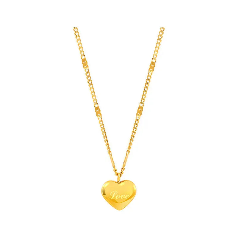 KissICON 1 Summer Style Stainless Steel Love Necklace Clavicle Chain 18K Gold Color Necklace For Women Fashion Jewelry Gift