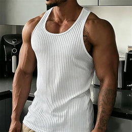 KissICON 1 / XL 2026 Mens Slim Fit Rib Knit Fitness Tank Top