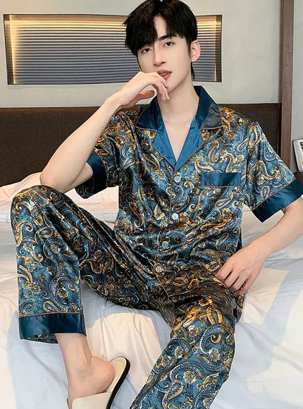 KissICON 1 / XL 65-75 KG Luxurious Silk Satin Mens Pajama Set