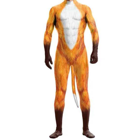 KissICON 1 / XXL Halloween Costume  Adult Mens Wild Animal Cosplay Costume Full Cover 3D Print Beast Petsuit Jumpsuit Bodysuit Tail