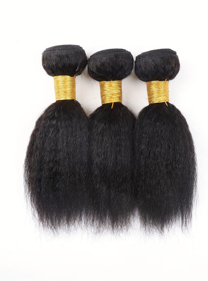 KissICON 10 10 10 / Natural Black Brazilian Yaki Straight Extensions 3 Bundles Remy Black