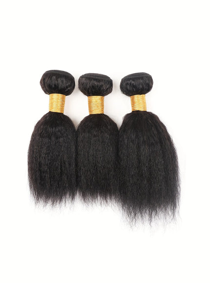 KissICON 10 10 12 / Natural Black Brazilian Yaki Straight Extensions 3 Bundles Remy Black
